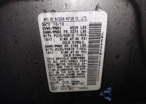 2011 Nissan Rogue S Krom Edition z USA, uszkodzony, nr VIN JN8AS5MV2BW269588